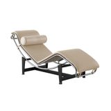 Chaise Lc-4 Cromada Em Couro Natural Bege Cor Bege