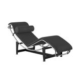 Chaise Lc-4 Cromada Em Couro Natural Preto Cor Preto