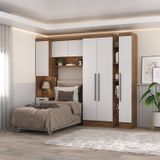 Guarda-roupa Modulado 6 Portas 4 Gavetas 4 Peças Hecol Móveis Nogal/branco