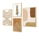 Kit 4 Quadros Para Decoração Formas Boho Plantas Sala