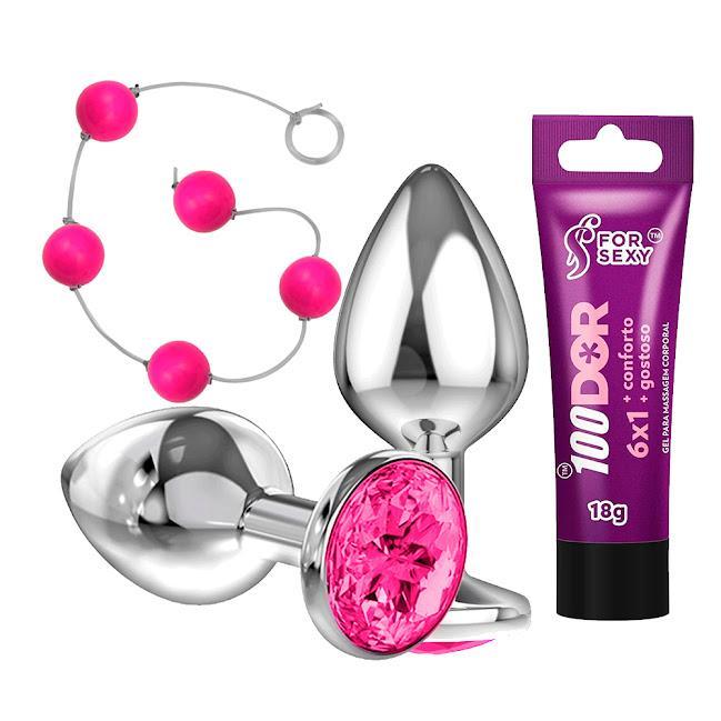 Plug Anal P + Bolinha Tailandesa + Gel Lubrificante Anal