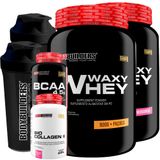 Kit 2 Whey Protein Waxy + Bio Colagen Ii Morango E Paçoca