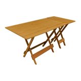 Conjunto De Mesa Dobrável 120x70 Em Madeira Maciça Com Mesa Aparador - Mel - Marrom