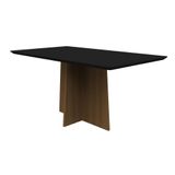 Mesa Para Sala De Jantar Tampo Com Vidro 1,60x0,90 Mts Imbuia/preto Anitta New Ceval