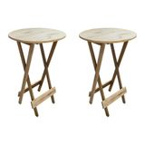 Kit 2 Mesas Bistrô De Madeira Dobrável Para Restaurante - Sem Pintura / Crua
