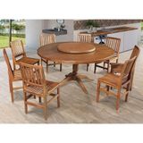 Mesa Jantar Redonda 1,60m Prato Girat Amélia C/ 8 Cade Rip Confort Castanho - Marrom
