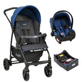 Carrinho Ecco Com Bebê Conforto Azul E Base - Burigotto