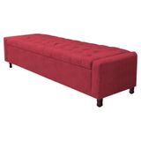 Calçadeira Baú Casal Everest P02 140 Cm Para Cama Box Suede - Amarena Móveis Vermelho