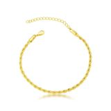 Pulseira Cordão Baiano 3mm Banhado A Ouro 18k - 15cm