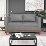 Sofá 2 E 3 Lugares Europa 180 Cm Estilo Conforto E Elegância Suede - Amarena Móveis Cinza