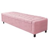 Calçadeira Baú Casal Everest P02 140cm Para Cama Box Suede - Doce Sonho Móveis Rosa Bebê