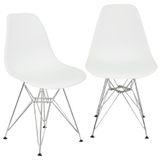 Kit 2 Cadeiras Charles Eames Eiffel Base Metal Cromado