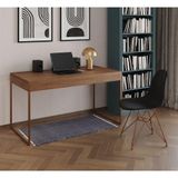 Escrivaninha Industrial Escritório Amêndoa Malta Com 1 Cadeira Eames Eiffel Preta Base Cobr Marrom