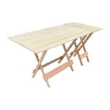 Conjunto De Mesa Dobrável Em Madeira Padrão Com Mesa Aparador 120x70 - Sem Pintura - Marrom