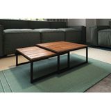 Duo Mesa De Centro Catarina Preto E Tampo Amêndoa Asturias - Cor: Marrom