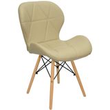 Cadeira Charles Eames Eiffel Slim Wood Estofada - Bege