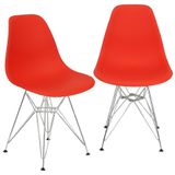 Kit 2 Cadeiras Charles Eames Eiffel Base Metal Cromado