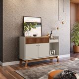 Buffet Aparador Decorativo Modric Detalhe Ripado 133cm Freijo/off White G77
