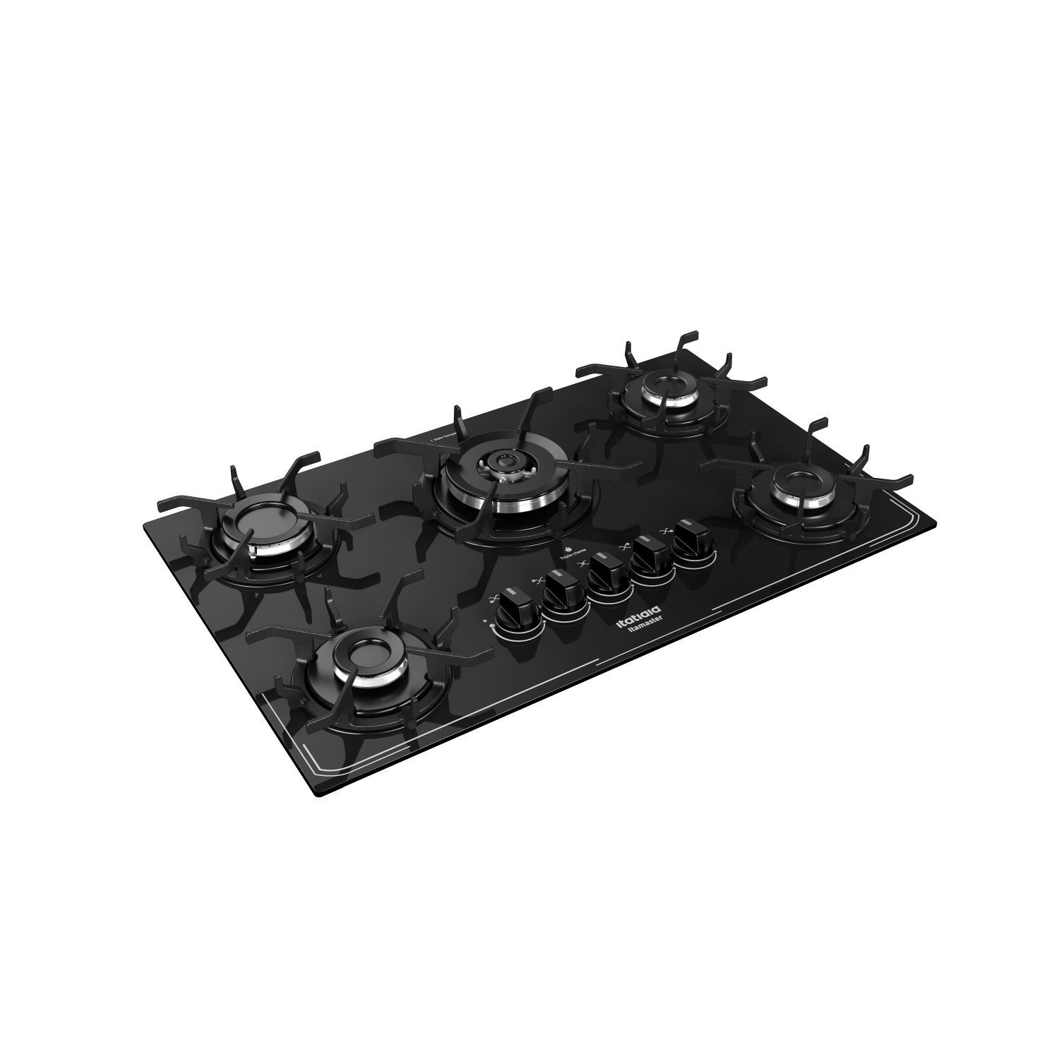 Cooktop 5 Bocas Tripla Chama A Gás Itamaster Bivolt Itatiaia Preto Preto