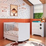 Quarto De Bebê Cômoda Com Janelas Losango E Berço Americano Kakau Retrô Espresso Móveis