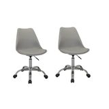 Office Luisa Cinza Base Rodizio Cromada Rivatti Kit 2 Unid