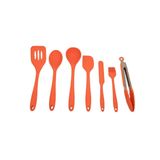 Kit De Utensílios De Silicone Com 7 Peças Laranja - Oikos