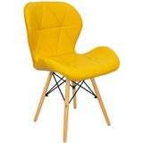 Cadeira Charles Eames Eiffel Slim Wood Estofada - Mostarda