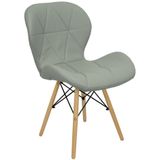 Cadeira Charles Eames Eiffel Slim Wood Estofada - Cinza