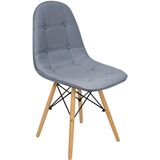 Cadeira Charles Eames Botonê Eiffel Wood Estofada Couro - Cinza