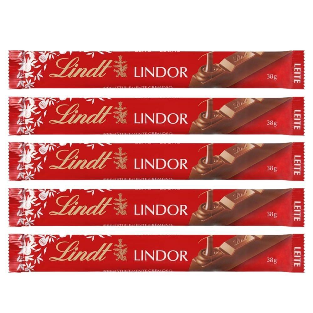 Chocolate, Ao Leite Lindt Lindor Barra, 5 Barrinhas De 38g