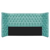 Cabeceira King Everest P02 195cm Para Cama Box Suede Azul Tiffany