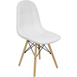 Cadeira Charles Eames Botonê Eiffel Wood Estofada Couro - Branca