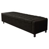 Calçadeira Baú Casal Everest P02 140cm Para Cama Box Suede - Doce Sonho Móveis Preto