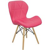 Cadeira Charles Eames Eiffel Slim Wood Estofada - Rosa