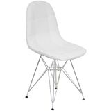 Cadeira Charles Eames Botonê Eiffel Base Metal Cromado - Branco