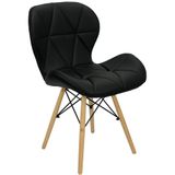 Cadeira Charles Eames Eiffel Slim Wood Estofada - Preta