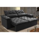 Sofá 3 Lugares Retrátil e Reclinável Cama inBox Compact 1,80m Velusoft Preto