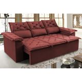 Sofá 3 Lugares Retrátil e Reclinável Cama inBox Compact 2,00m Velusoft Vermelho