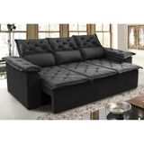 Sofá 3 Lugares Retrátil e Reclinável Cama inBox Compact 2,00m Velusoft Preto