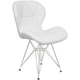 Cadeira Charles Eames Slim Eiffel Base Metal Cromado - Branco