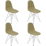 Kit 4 Cadeiras Charles Eames Botonê Eiffel Base Metal Cromado - Bege