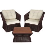 2 Poltronas Com Mesa, Alumínio, Estofado, Jardim