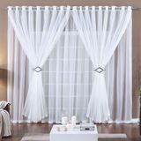 Cortina Paula 3,00m X 2,80m Branca Tecido Voal Leve Clean Para Sala Ou Quarto