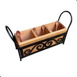 Porta Talher Em Ferro E Madeira Sudete Rústico