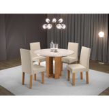 Conjunto Sala De Jantar Chiara Mesa Redonda Com 4 Cadeiras Vênus Mel/blonde/bege