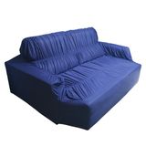 Capa De Sofá 3 Lugares Retrátil Lara Tamanho King Azul