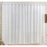 Cortina Rubi 4,00m X 2,60m Branca Tecido Voal Linho Detalhada Sala Quarto Leve