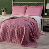 Kit Cobre Leito Aurora Casal Queen 03 Peças Dupla Face Tecido Matelado Com Sherpa - Rosê