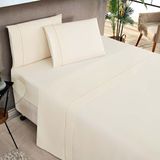 Jogo De Cama Lençol Milano Casal Padrão Percal 180 Fios Ponto Palito Liso 04 Peças - Palha