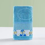 Toalha Infantil Happy World 1,15m X 75cm Tecido 100% Algodão Macio - Urso Marinheiro Azul